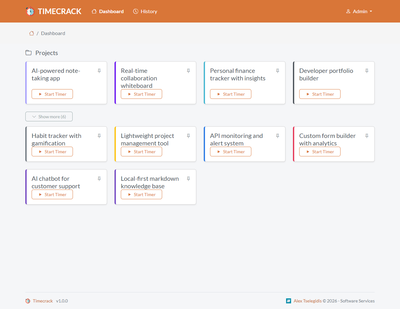 Timecrack application screenshot